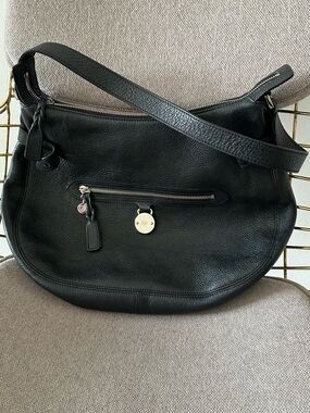 Mulberry Black Leather Hobo Shoulder Bag with silver Hardware
